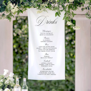 Bannière de menu de la barre de boissons Mariage n