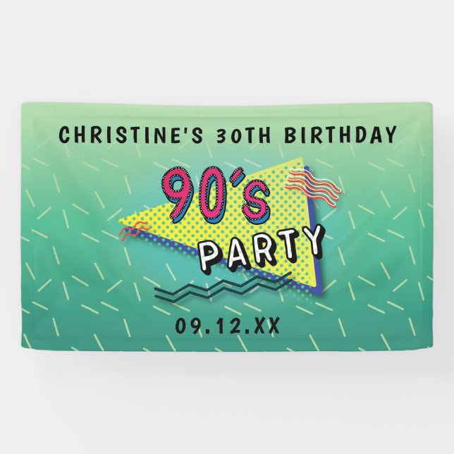 bannière de motif de PARTIE des années 90 (Horizontal)