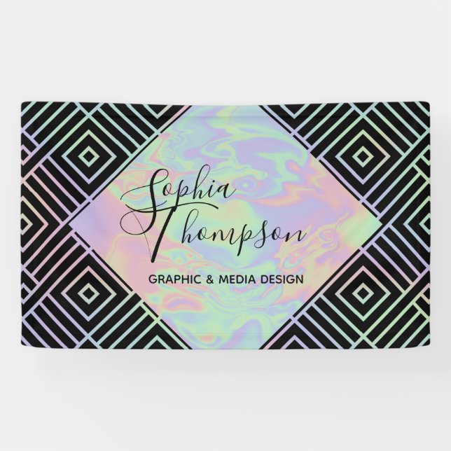 Bannière de Motif symétrique Holographique moderne (Horizontal)