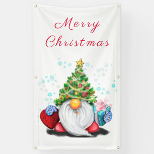 Bannière de Noël avec un gnome mignon