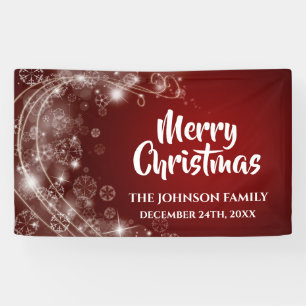 Bannière de Noël Elegant Red Snowflake