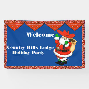 Bannière de Noël Red Bandana Cowboy Père Noël