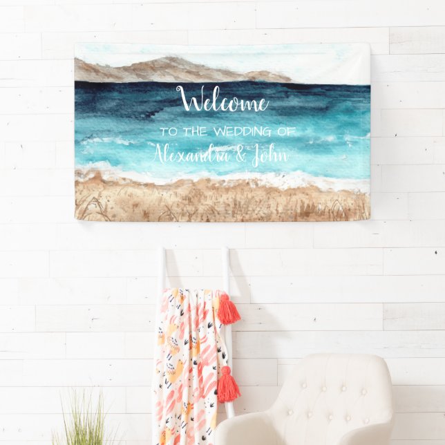 Bannière de plage Mariage de bienvenue (En situation)