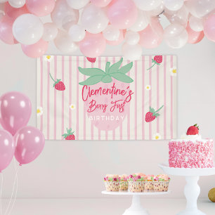 Bannière de premier anniversaire fraise aux frambo