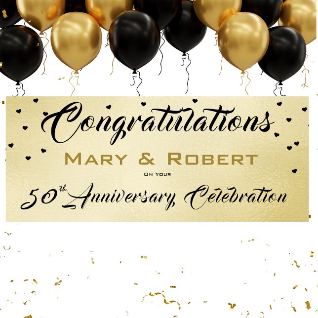 Bannière de réception d'or du 50e anniversaire du  (50th Wedding Anniversary Gold Reception Banner)