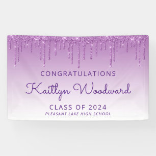 Bannière de remise des diplômes à paillettes viole