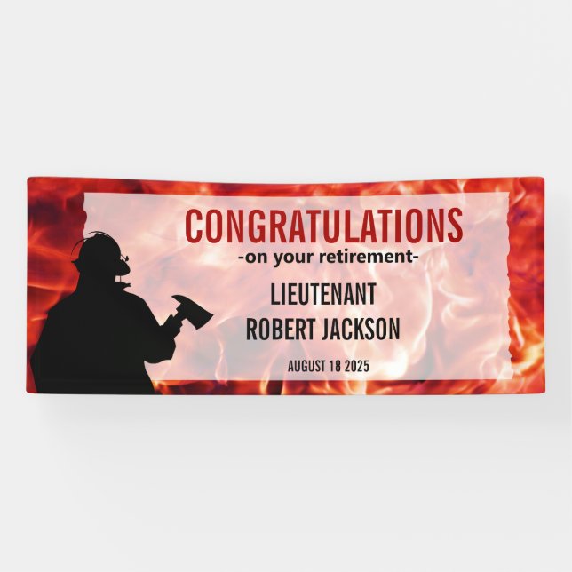 Bannière de retrait des pompiers Silhouette Flame (Horizontal)