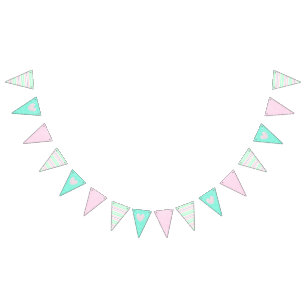Bannière de rose, turquoise et rayée de coeur de