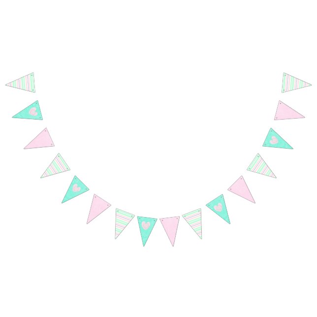 Bannière de rose, turquoise et rayée de coeur de (Tout)