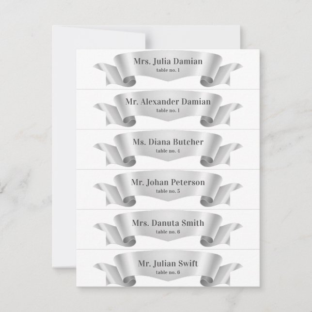 Bannière de ruban en soie Mariage Cartes de place (Devant)
