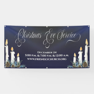 Bannière de service de réveillon de Noël de l'égli