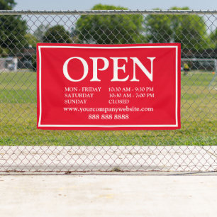 Bannière de site Web Red White Business Open Sched