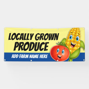 Bannière de socle pour légumes frais et locaux