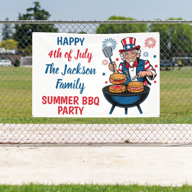 Bannière de soirée BBQ d'été 4 juillet personnalis (Insitu)