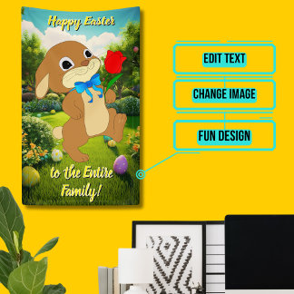 Bannière de vacances : Lapin de Pâques coloré