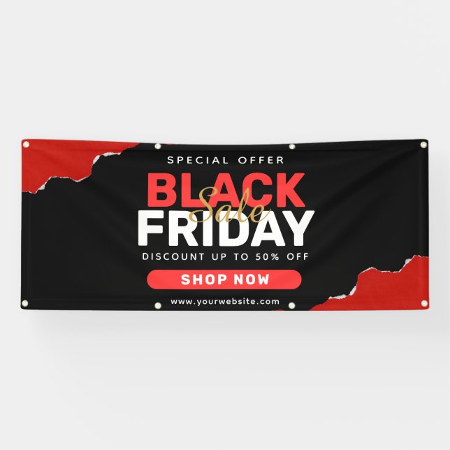 Bannière de vente Black et Red Simple Black Friday (Horizontal)