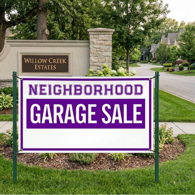 Bannière de vente de garage de quartier gras (Garage Sale Banner)