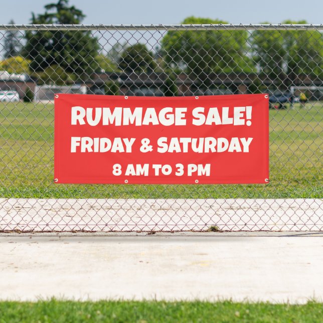 Bannière de vente de rumage rouge personnalisée (En situation)