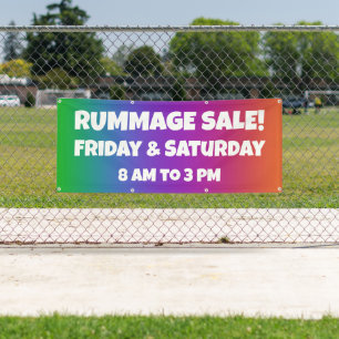 Bannière de vente de rummage coloré