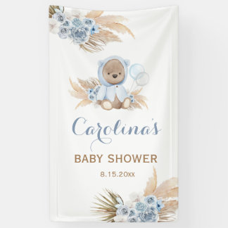 Bannière de vinyle Baby shower d'ours bleu Teddy