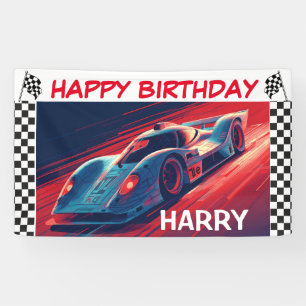 BANNIÈRE DE VOITURE DE COURSE D'ANNIVERSAIRE