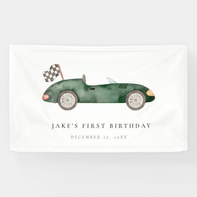 Bannière de voiture de course verte de charme (Horizontal)