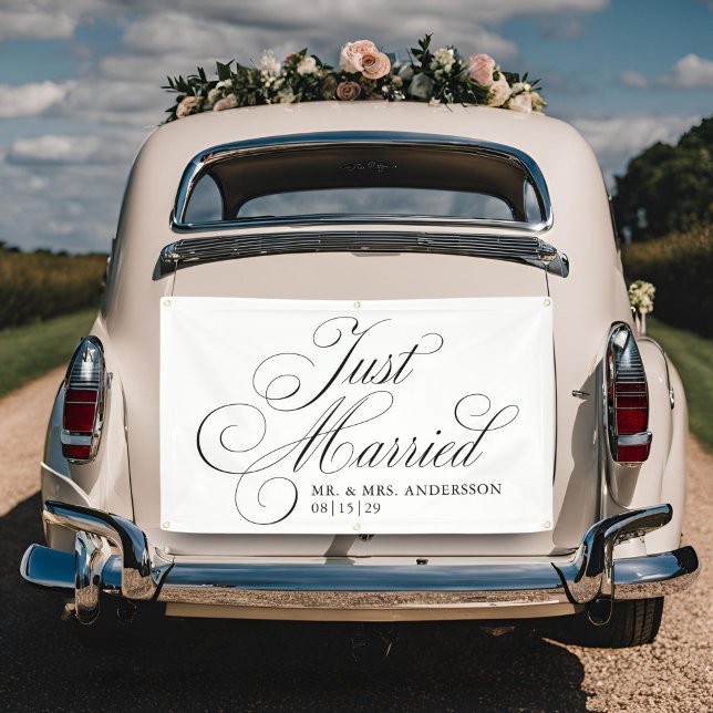 Bannière de voiture Fashion Script 4 Just Married (Créateur téléchargé)