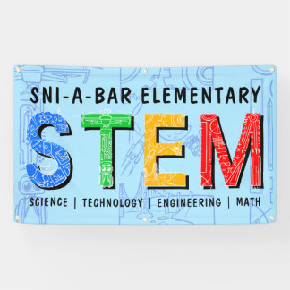 Bannière d'éducation STEM personnalisée - Bleu cla