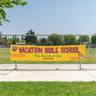 Bannière d'église d'école biblique de vacances col