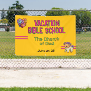 Bannière d'église École biblique de vacances jaune
