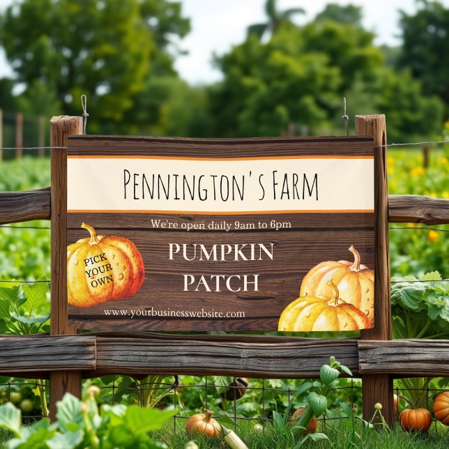 Bannière d'entreprise rustique Citrouille Patch Fa (Créateur téléchargé)