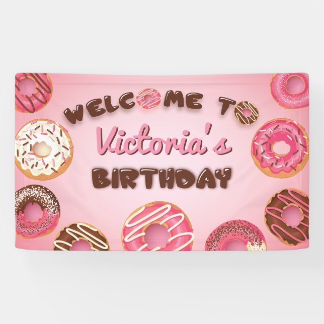 Bannière des signes de fête d'accueil des Donuts r (Horizontal)