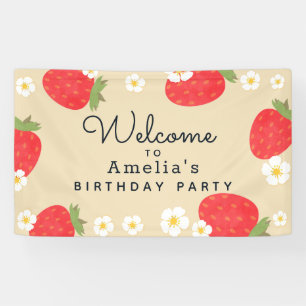 Bannière d'invitation d'anniversaire fraise