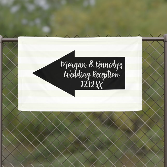 Bannière directionnelle de la flèche gauche de la  (Add your names and wedding date to this bold black arrow  directional wedding banner)