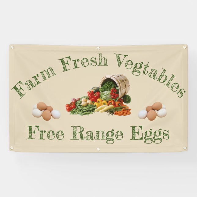 Bannière d'oeuf de ferme végétal frais et à portée (Horizontal)