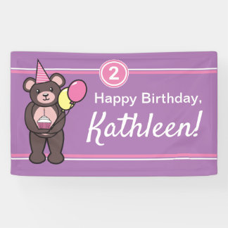 Bannière d'ours en peluche pour anniversaire perso