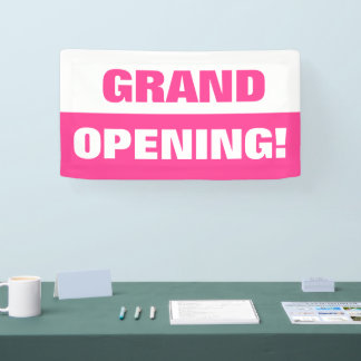 Bannière d'ouverture d'entreprise modèle rose