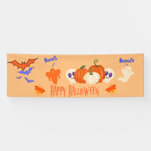 Bannière drôle d'Halloween | Booze & Booze Ghosts (Horizontal)