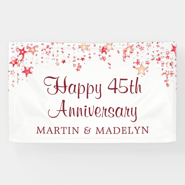 Bannière du 45e anniversaire de Ruby Red Stars (Horizontal)