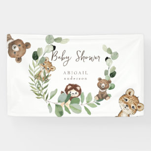 Bannière du Baby shower de la forêt animale