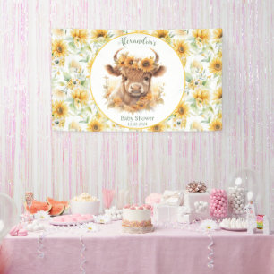 Bannière du Baby shower de la vache Sunflowers Hig