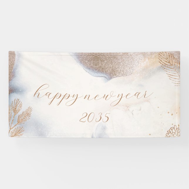 Bannière du Nouvel An or et blanc (Horizontal)