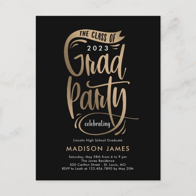 Bannière du parti Graduation Party Invitation Cart (Devant)