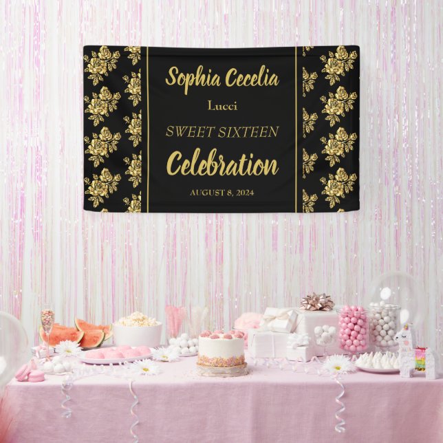 Bannière du parti Rose Shiny Gold (Fête)
