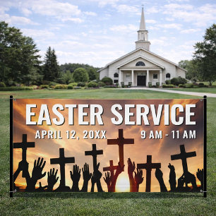Bannière du temps de service de Pâques de l'église