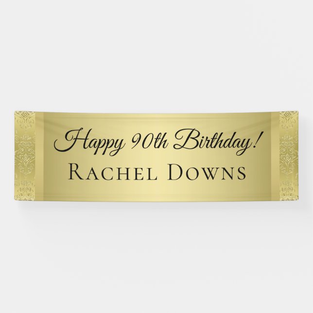 Bannière élégante de joyeux anniversaire d'or (Horizontal)