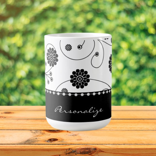 Bannière en fleur d'ébène Café Mug (Ebony Bloom Banner Coffee Mug)