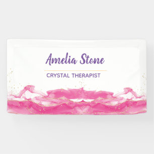 Bannière en marbre rose et or