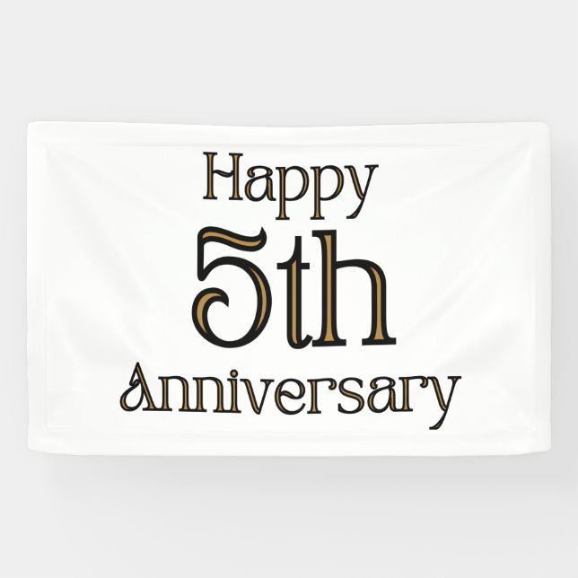 Bannière en vinyle 2,5x4 pour le 5ème anniversaire (Horizontal)