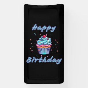 Bannière en vinyle 2x1 Joyeux Anniversaire Cupcake